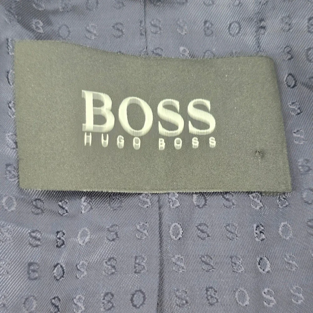 BOSS Hugo Boss Blazer Mens 40R Navy Blue Check Slim Fit Italian H-Huge-214